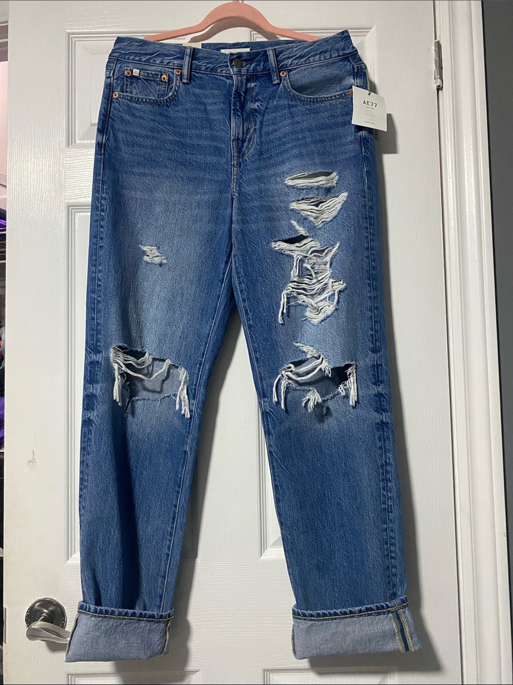 American Eagle Outfitters Relaxed Fit Distressed Blue Jeans